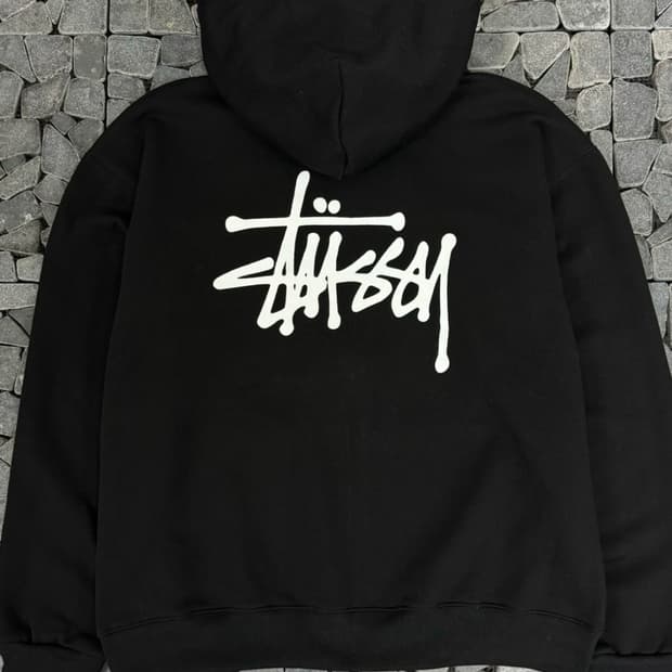 스투시 백로고 블랙 후드집업 L