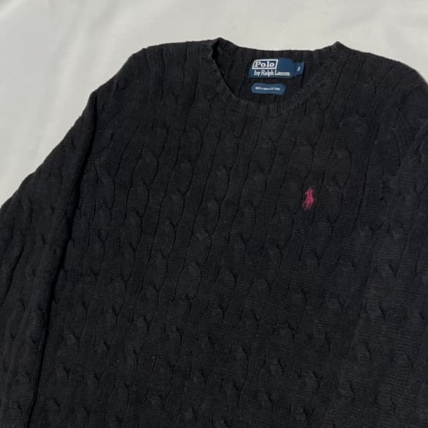 S 폴로랄프로렌 챠콜 케이블 니트