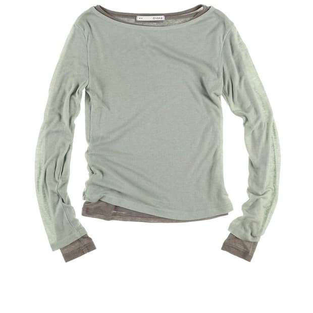 온스카 소프트 보트넥 티 세이지 그린모카 그레이