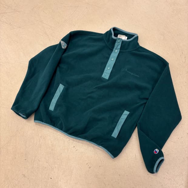챔피온 플리스 그린 풀오버 아노락