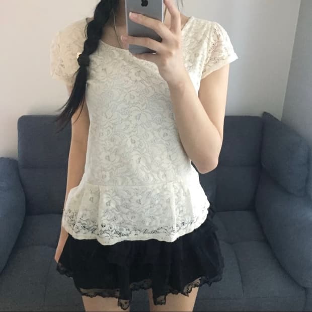 JPN Vintage 히메갸루 하구미 페어리 레이스 반팔
