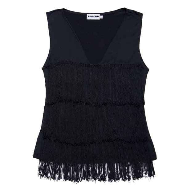 Black Fringe Sleeveless