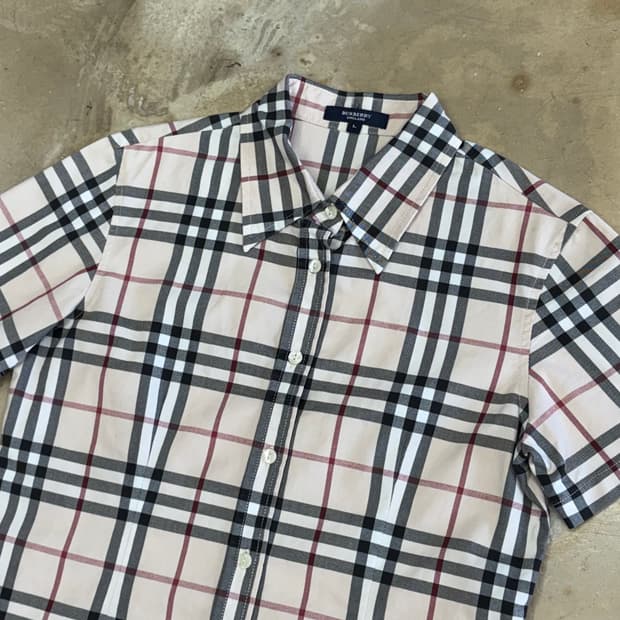 L 여성용 버버리 체크 반팔셔츠