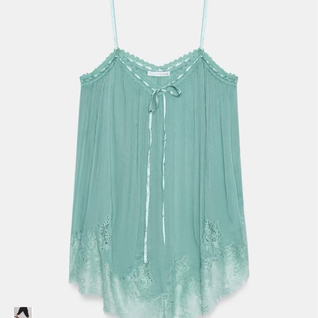 자라 [ZARA] 레이스 탑 민트 원피스 블라우스