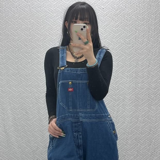 디키즈 빈티지 캐주얼 오버롤 멜빵 데님 점프수트 L C09195