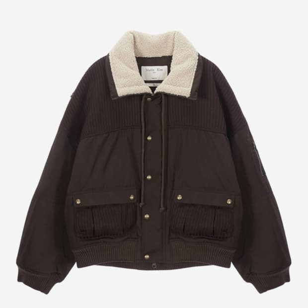 마뗑킴 Knit Mixed Flight Jumper Brown L