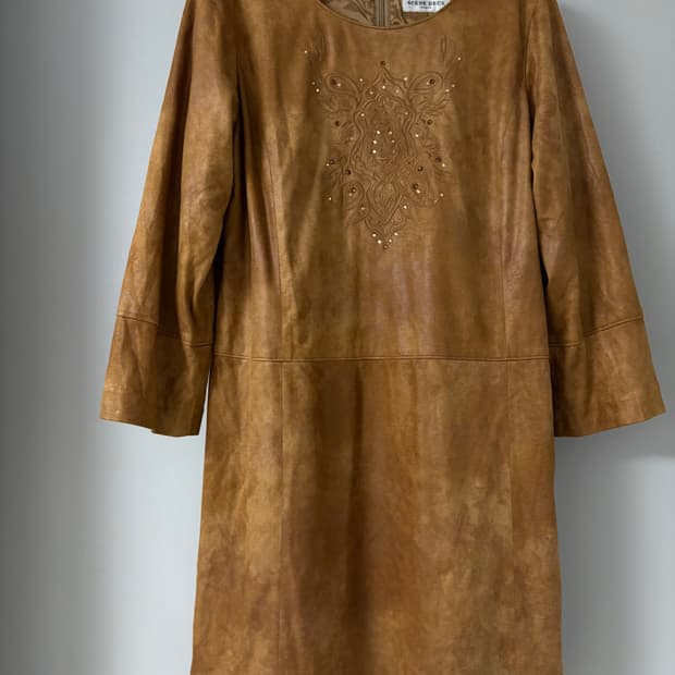 Scene deux paris brown suede one-piece