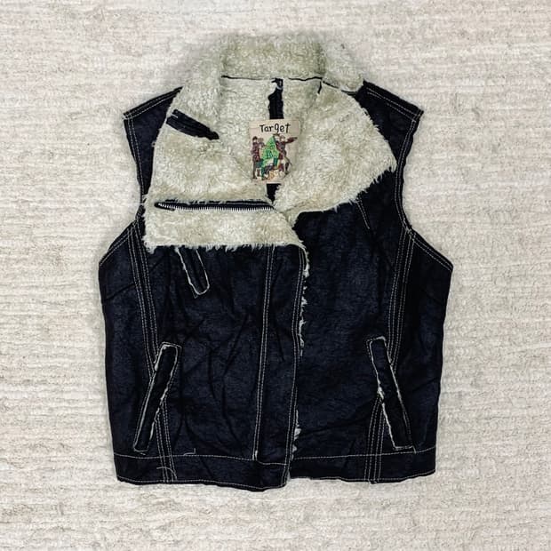 Deep Charcoal Shearling Vest