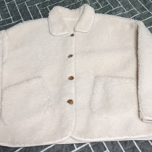 카라 양털 뽀글이 자켓 아이보리 (F)