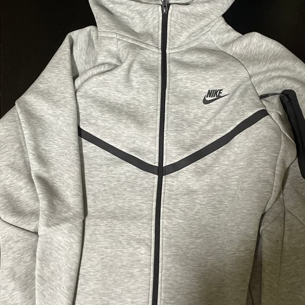 나이키 테크 플리스 풀 집 후드 다크 그레이 헤더