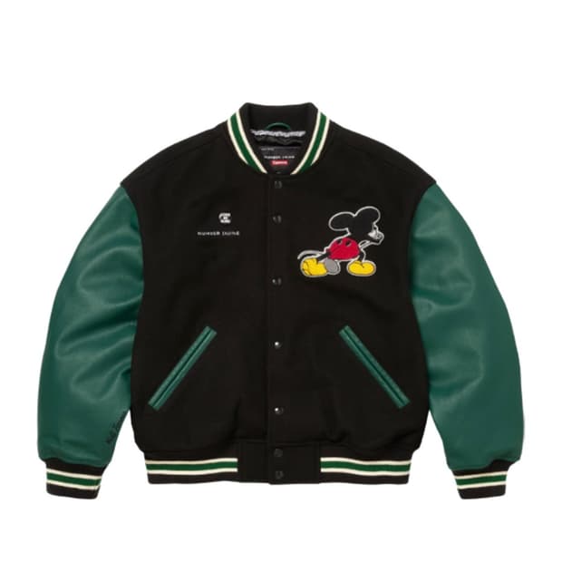 슈프림 넘버 나인 미키 마우스 바시티 자켓 블랙 - 25FW