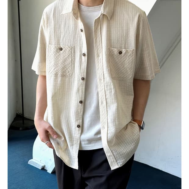 Design jacquard fabric point H/S shirt