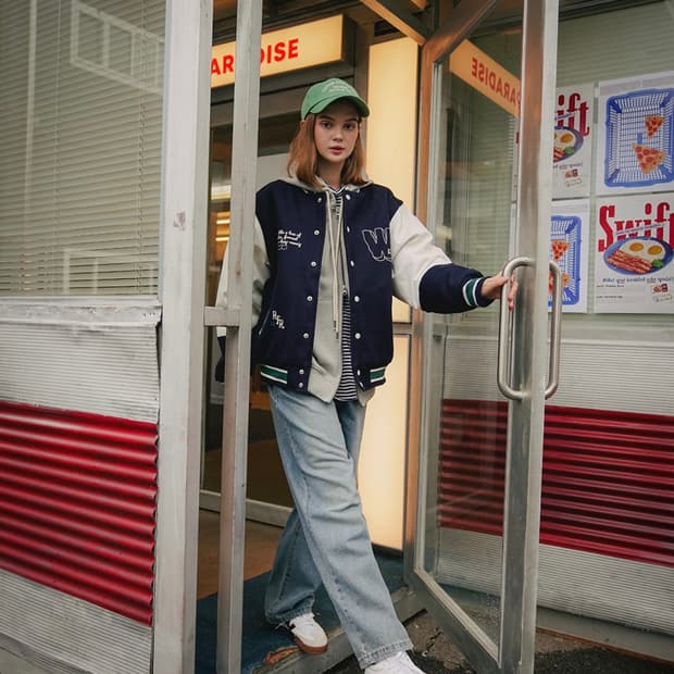 레스트 스타디움 점퍼 네이비 바시티 자켓