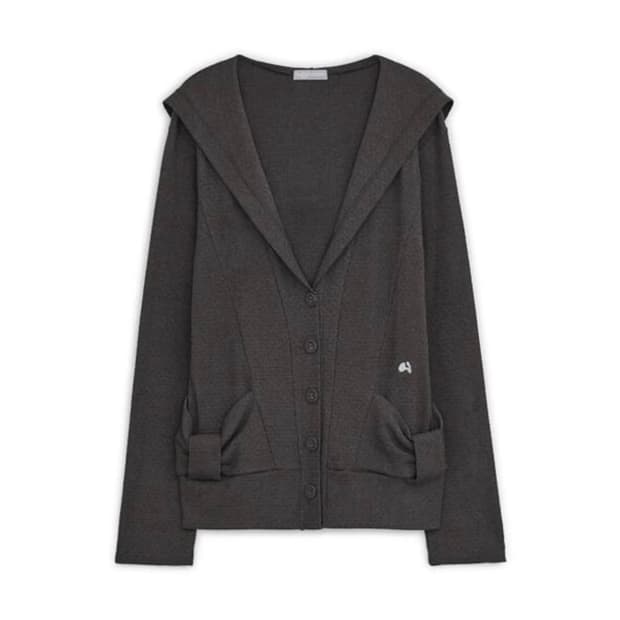 허그유어스킨 후디드 리본 가디건