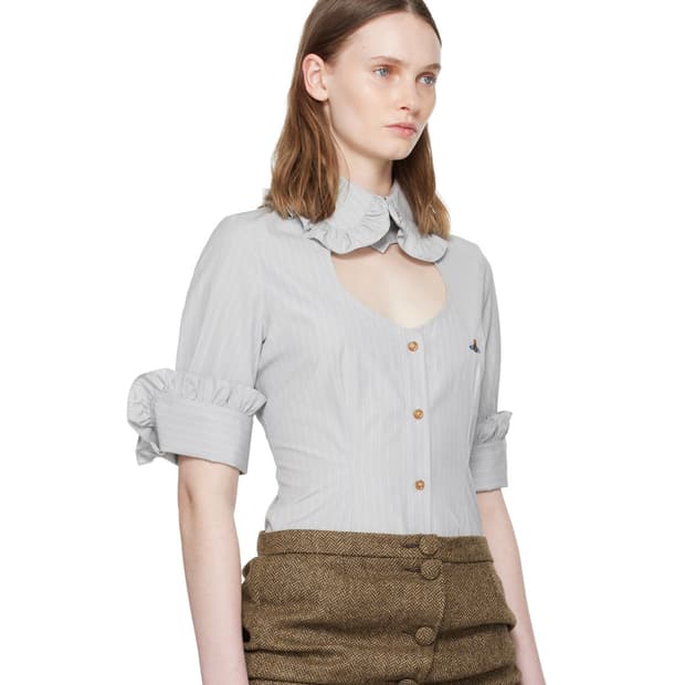 (XS, S,M) Vivienne Westwood 그레이 프릴 셔츠