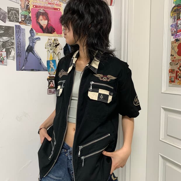 밴슨 레더 지퍼 디테일 셔츠자켓