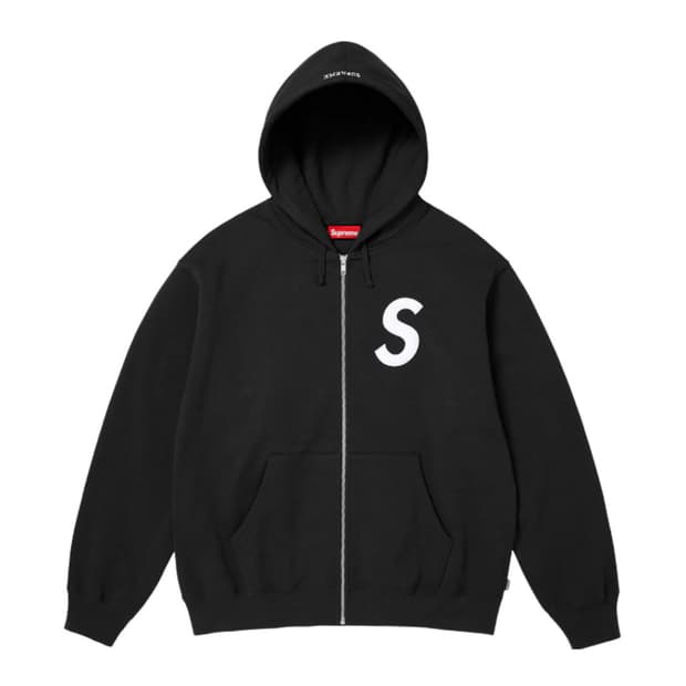 슈프림 S 로고 집업 후드 스웨트셔츠 블랙 - 25FW