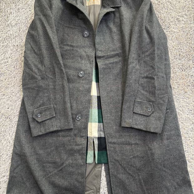 일제 체크 코트 사이즈 105