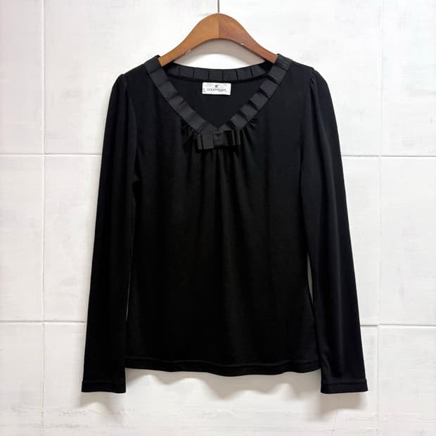 courreges 꾸레쥬 블랙 리본 롱 슬리브 38 JPN