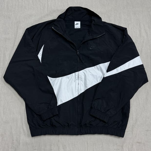 나이키 나일론 블랙스우시 빅로고 바람막이 XL