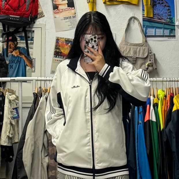 엘레쎄 올드스쿨 화이트 트랙탑 져지 XXL
