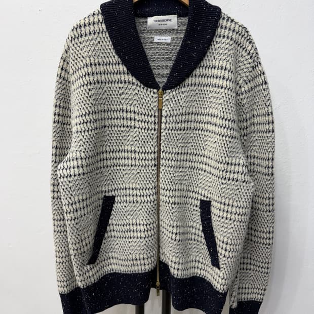 매장판정품) 톰브라운 남성 체크 니트 집업 자켓 2 