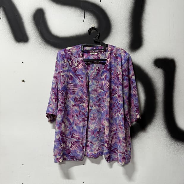 VTG 빈티지 모리 하와이안 패턴 오픈 셔츠