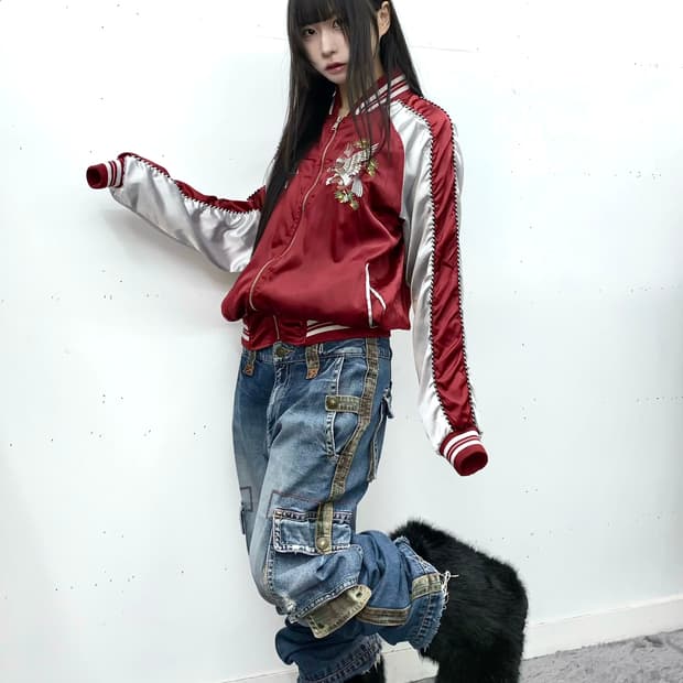 카모 디테일 데미지 카고 데님