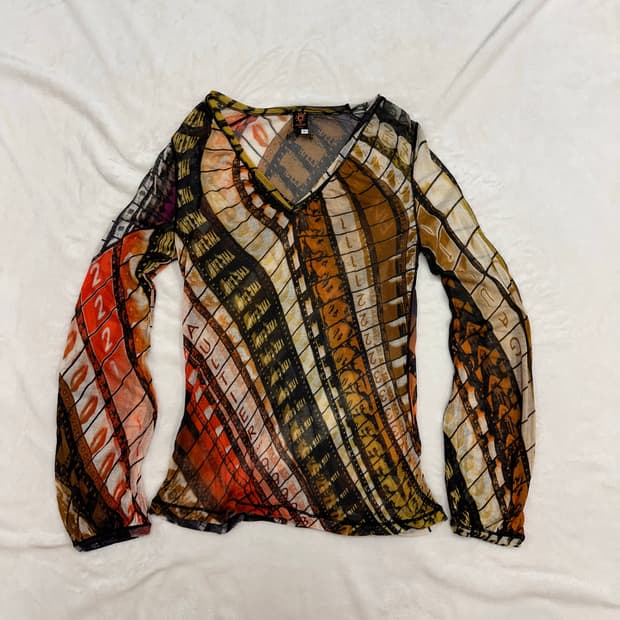 (L)90s 장폴고티에 멀티컬러 시스루 롱 슬리브