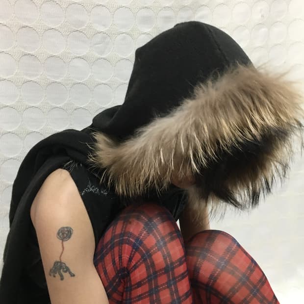 vintage 후드 머플러