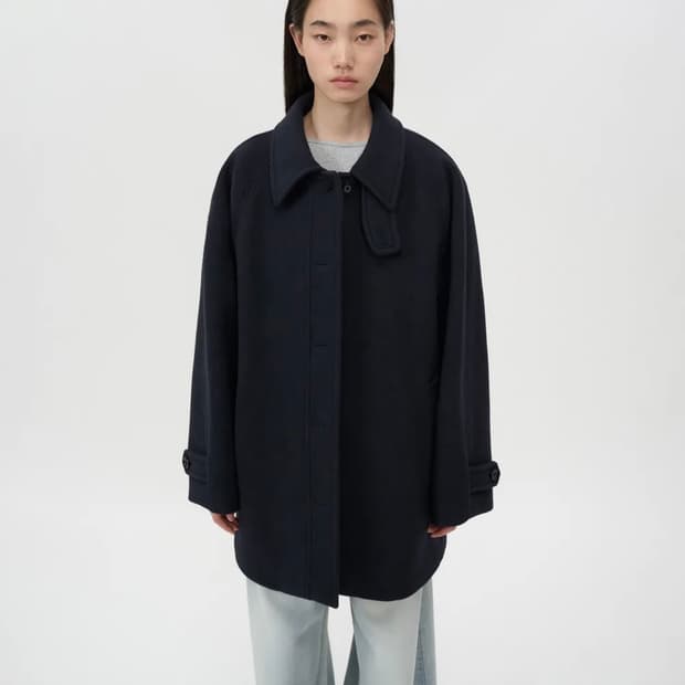 인사일런스 우먼 소프트 하프 발마칸 코트 다크 네이비 XS