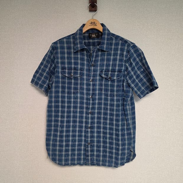 RRL 더블알엘 체크 반팔 셔츠 M