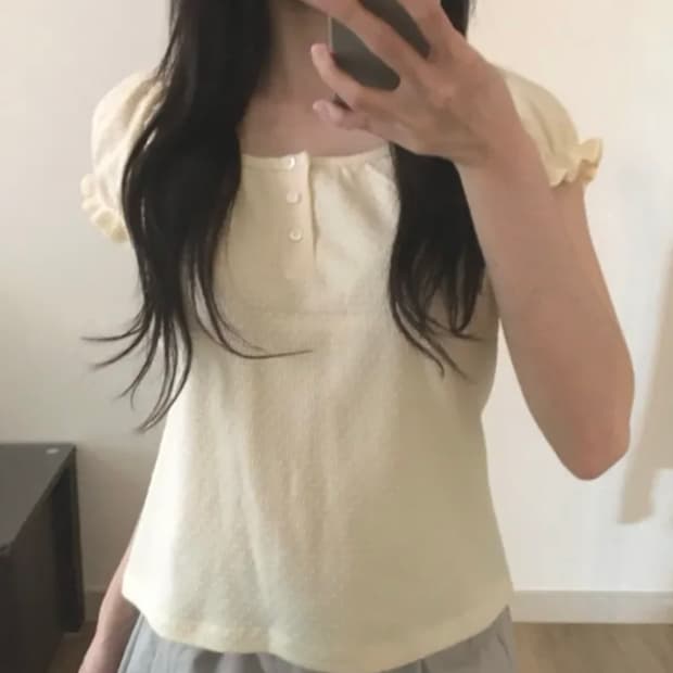 빈티지 퍼프 티셔츠 버터 