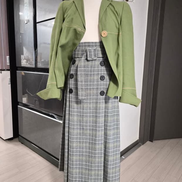 [ZARA] 자라 체크 벨티드 미디/롱 스커트 판매합니다