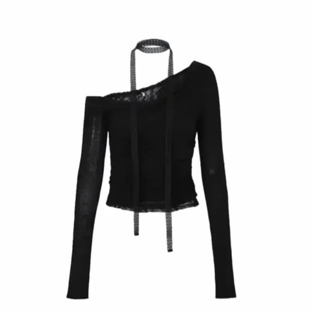 새상품) 페인오어플레져 로라 레이스 탑 블랙