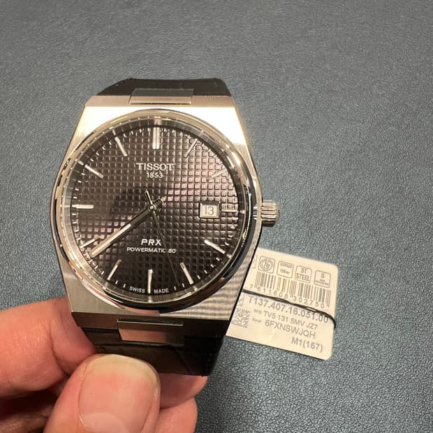 미사용 신품) 티쏘 prx 오토 40mm 블랙 다이얼 블랙 가죽스트랩