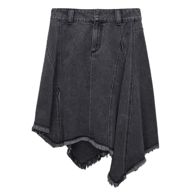 마뗑킴 언발란스 데님 스커트 다크 그레이 m