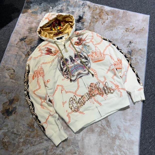 크리스찬 오디저 스컬 큐빅 후드집업