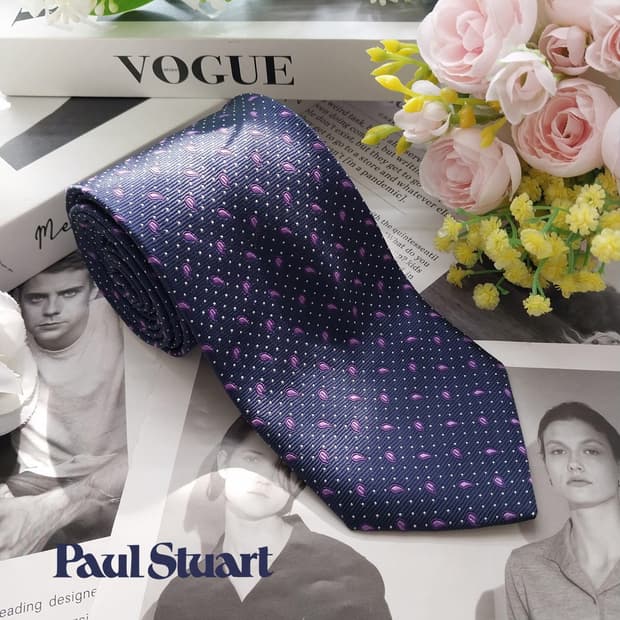 폴스튜어트 네이비 페이즐리 자카드 넥타이 8.7cm A+등급 K2392
