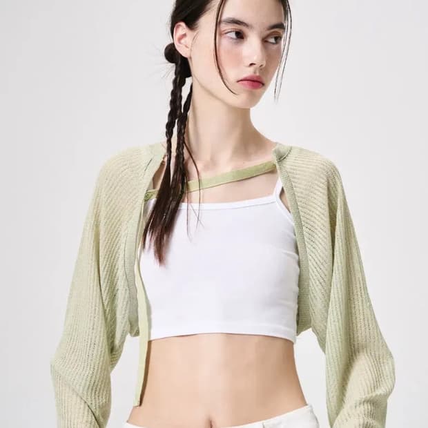 에트몽 스트랩 볼레로 가디건 [Light Green]