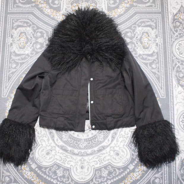 & other stories neck fur puffer jacket
