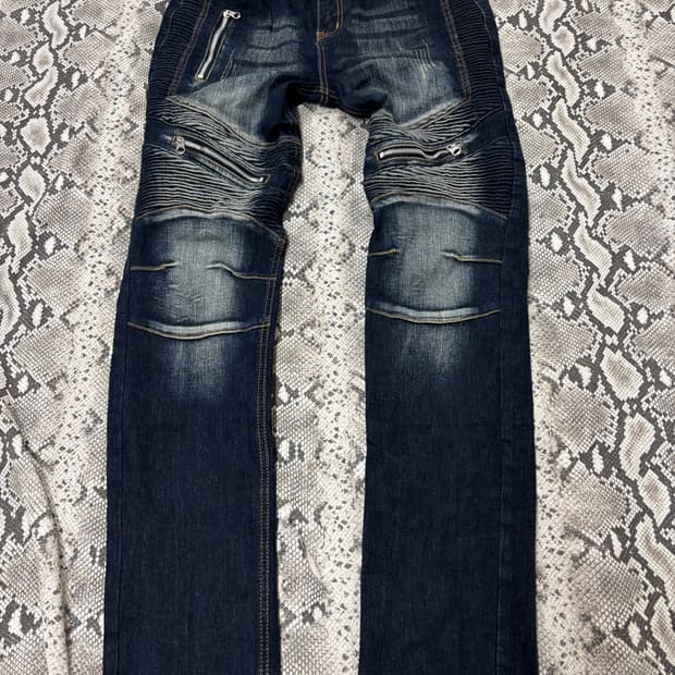 “Vintage” Denim Biker Pants