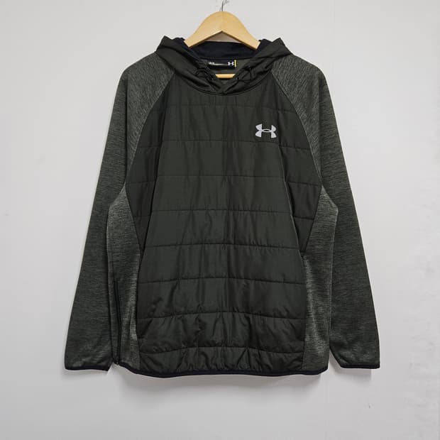 L 105 언더아머 하이브리드 패딩 기모 후드티 올리브