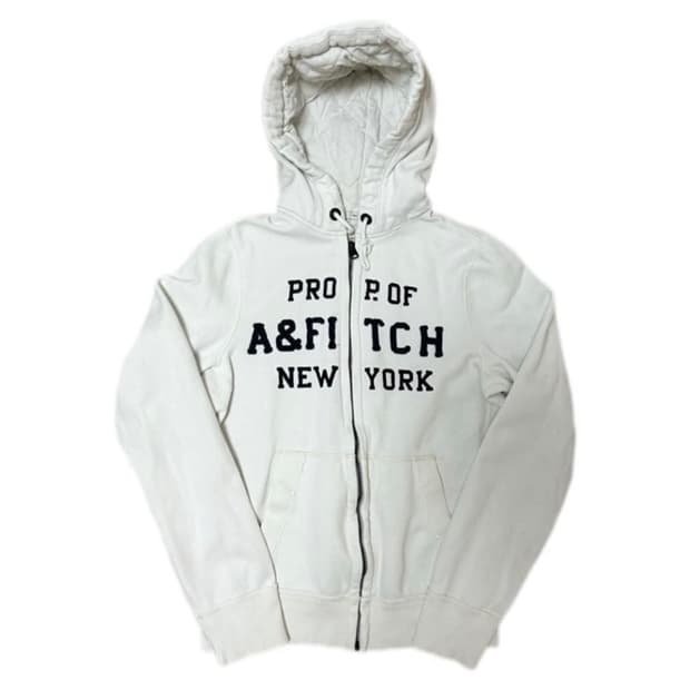 (Abercrombie)아베크롬비 y2k 뉴욕 화이트 후드집업