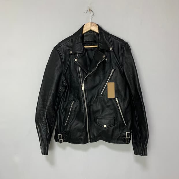 빈티지 리얼레더 천연가죽 라이더 바이커 자켓 블랙 XL