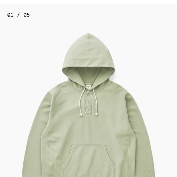 카키스 하프 버튼 후디  모스 L사이즈(새상품)