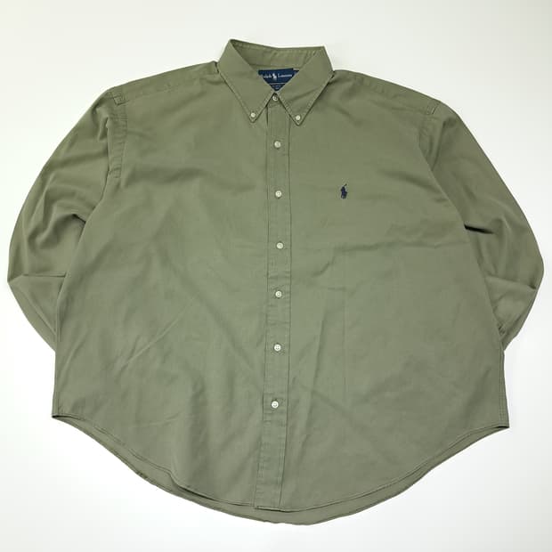 CL847 2XL 폴로 90s 실크코튼 올리브그린 박스핏 셔츠 남방