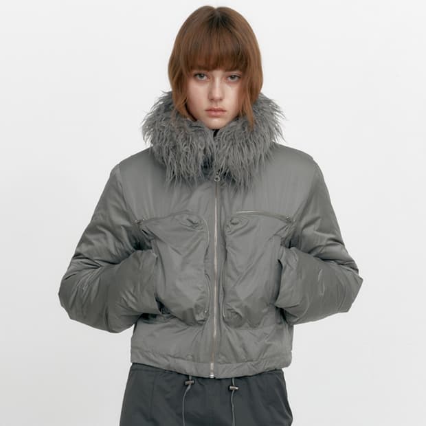 스튜디오테이블 퍼 카라 봄버 자켓 fur bomber jacket 카키