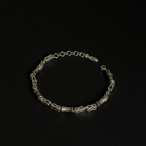 ⛓️Carved Beads- 실버 빈티지 체인 팔찌