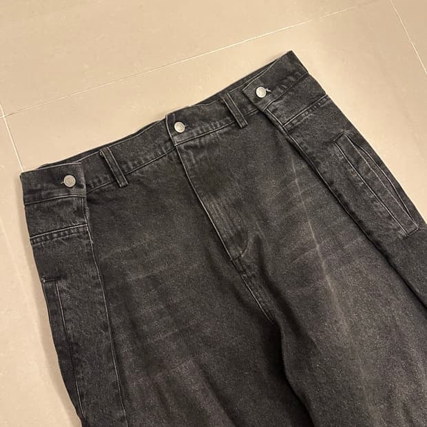 와이드 폴딩 데님팬츠